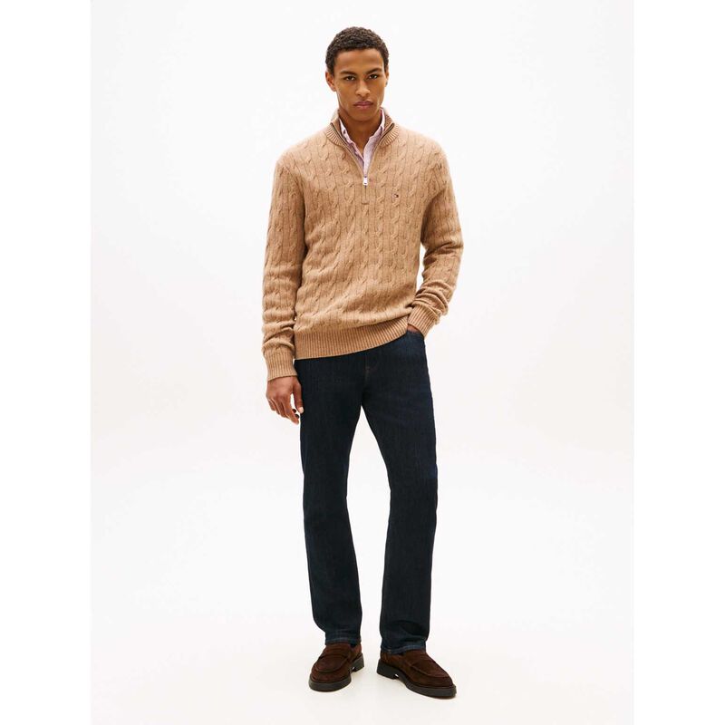 Tommy Hilfiger Pure Lambswool Cable Knit Quarter-Zip Jumper image number 3